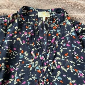 Collective Concepts Navy and Multicolor Blouse